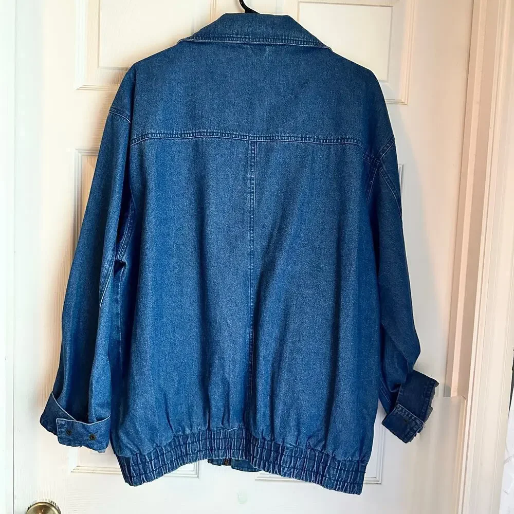 Men's World War II Veteran Blue Jean Denim Jacket Size XL Embroidered Heavy